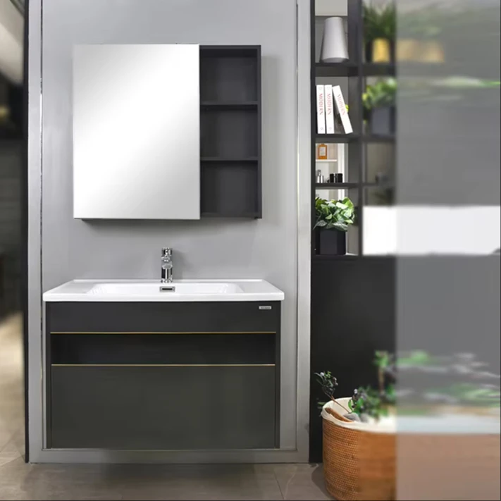 High quality Nordic modern furniture Starry Sky grey wall-mounted bathroom cabinet Vanity with vanity mirror
