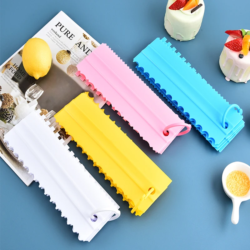 Set Of 4 Cream Icing Comb Cake Scraper Buttercream Smoother Fondant Spatulas Cake Baking Pastry Tools