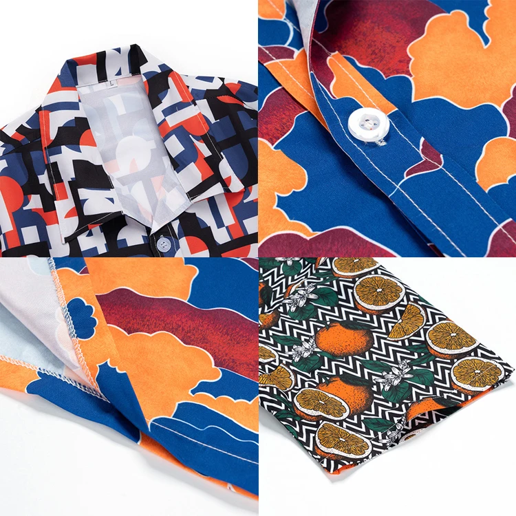 2023 new arrival mens plus size hawaiian shirts wholesale custom Tropical floral printing casual beach shirts resort wear