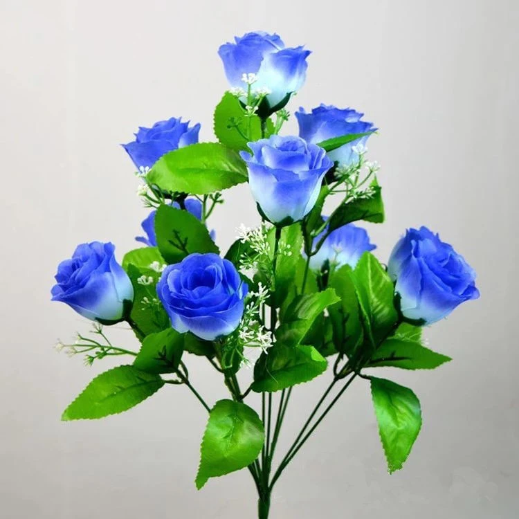 Cheap Artificial Plastic Roses Flower 10 Heads Yellow Silk Flowers Artificia Flower Decoration