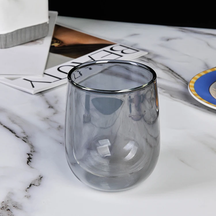 Double Walled Glass Coffee Mugs 8oz Smoked Glass Insulated Coffee Mugs  Perfect Glass Tea Cups & Latte Cups