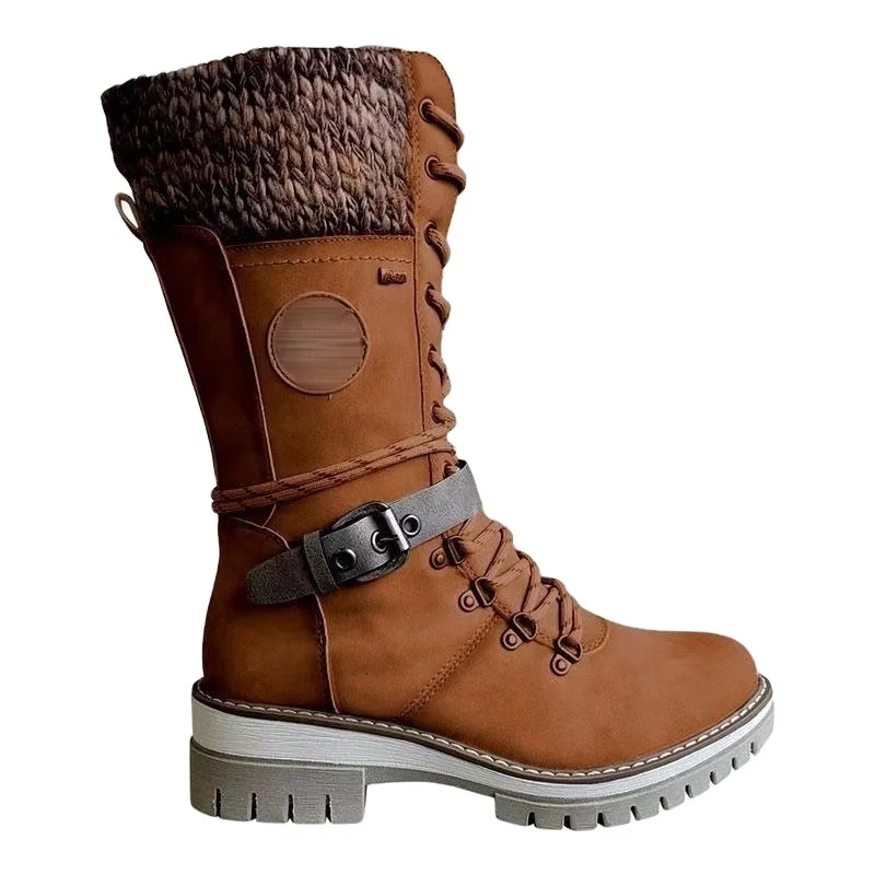2024 Latest Autumn Winter Boots Women Shoes Lock Large Size Ladies Boots Midi Thermal Designer Snow Boots