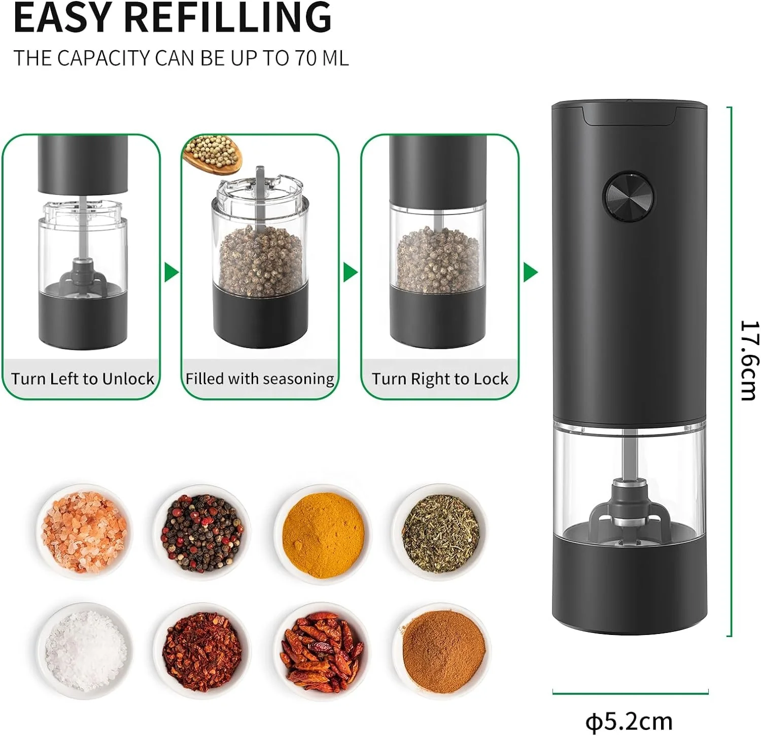 Battery Operated Pepper Grinder Machine Hot Sale Electric Pepper Grinder For Supermarket
