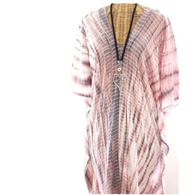 Women Rayon Summer Dress Beach Layer Boho Hippie Maxi Dress Tie & Dye Caftan Dress