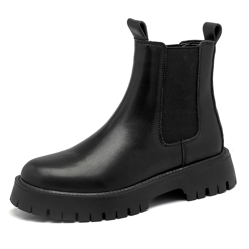 Oversize Fashion boots for men high top cowhide flat bottom Black Comfort boots?old? men Martin Boots