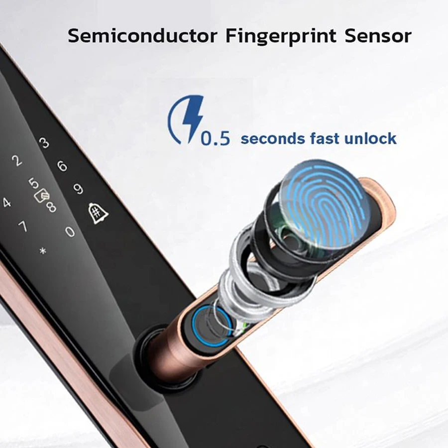 Electric electronic keyless entry tuya smart door lock wifi nfc for front door, automatic home rfid smart intelligent door lock