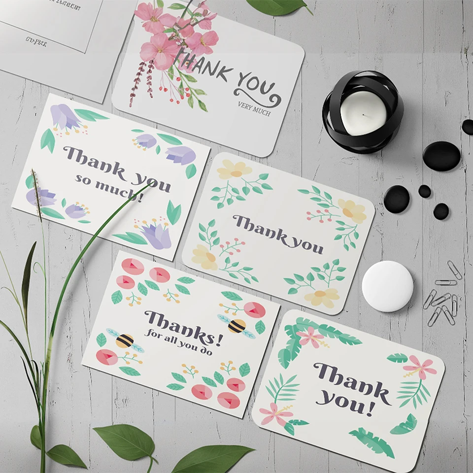 High Quality Custom Logo Luxury Wholesale Recycled Paper Thank You Cards Flower Cards