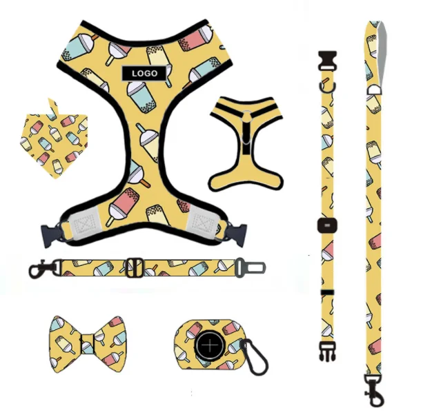 Newest design dog harness, custom different color and logo dog harness and leash set