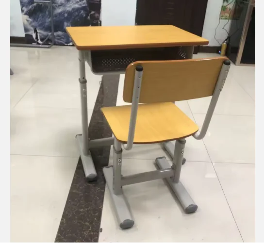 Cheap Plywood Adjustable  Education Furniture Factory  Double School Desk Classroom Chair for Primary High School  Made in China