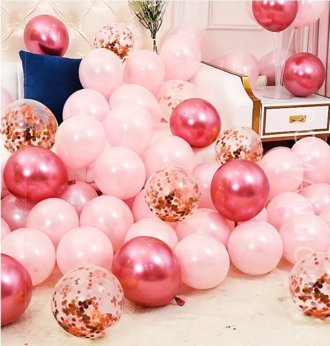 Party wedding birthday 12inch 10inch colorful metal balloon peal metallic latex balloons decoration chrome balloons