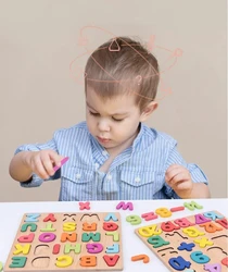 Children Toddler English Montessori Board Alphabet Abc Letter And Number Kids Educational Learning Toys Wooden Puzzle Board