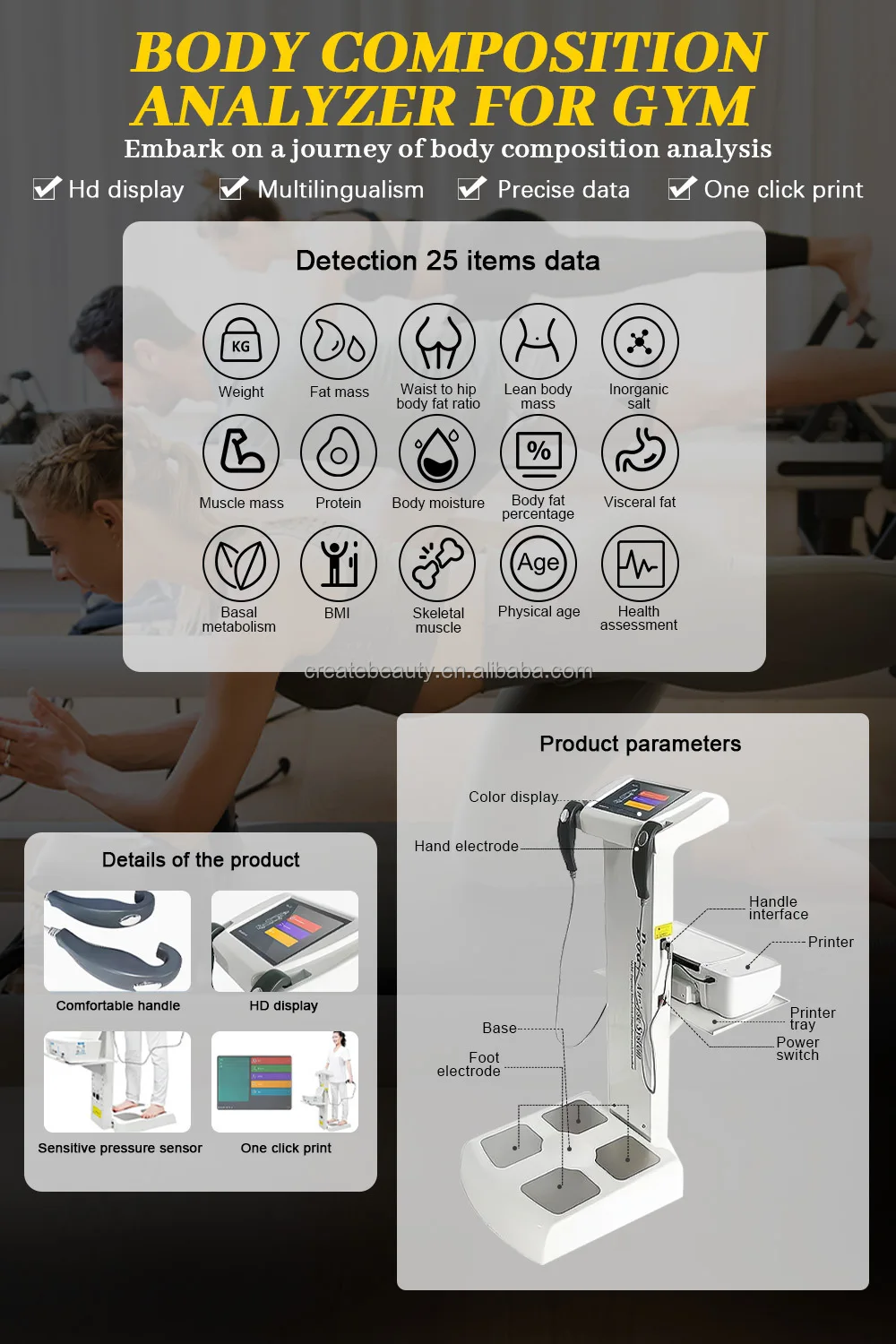 free printer! Body fat analyzer human body elements analyzer body fat calculator machine
