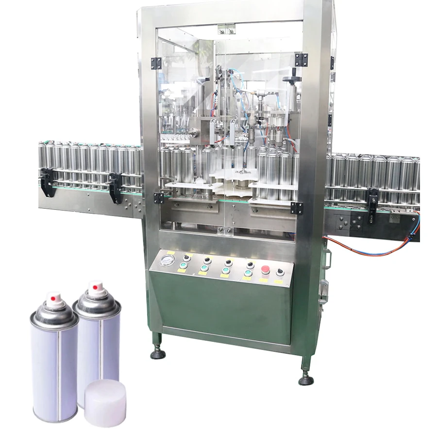 pneumatic filling vacuum tin can sealing machine automatic Engine cleaner aerosol spray filling machine auto capping machine