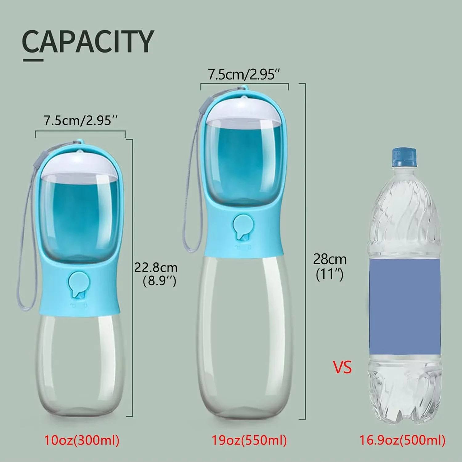PP material portable pet water bottle and food container Portable water dispenser 550ml dog water bottle