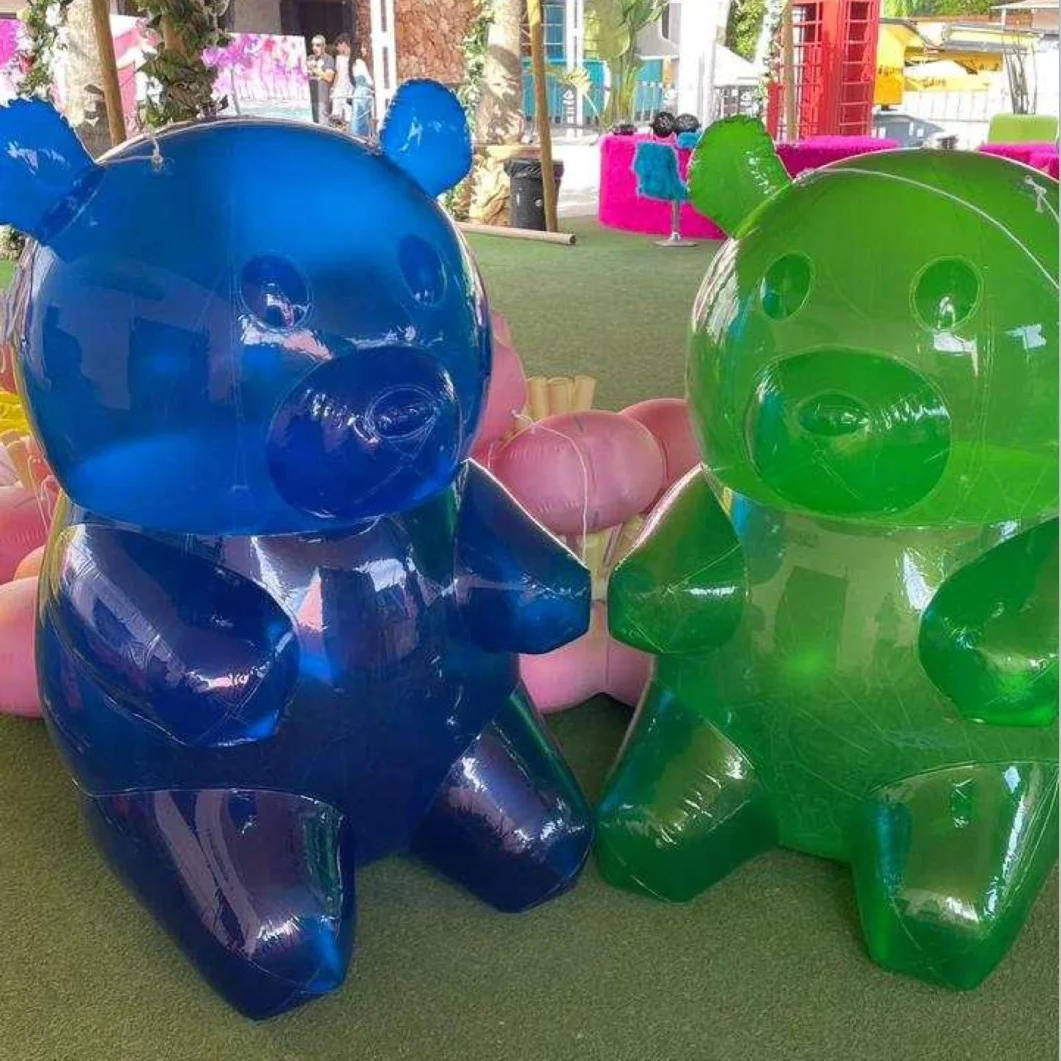 Transparent blue PVC Toys Bear Inflatable Animal Toys Inflatable Teddy Bear Balloon Display Toys