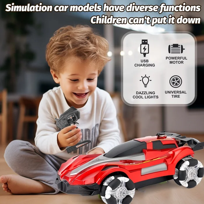 Remote Control 4wd Drive Light Spray Car 1:12 RC Drift Racing Car Tail Water Smoke Jet Toy Vehicle With Music
