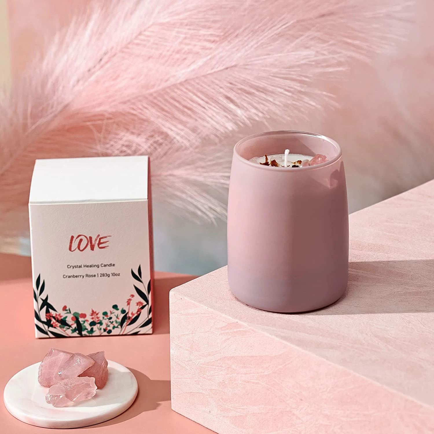 Original Design Home Decoration Gift Spiritual Fragrance Glass Jar Handmade Crystal Yoga Soy Wax Scented Candle