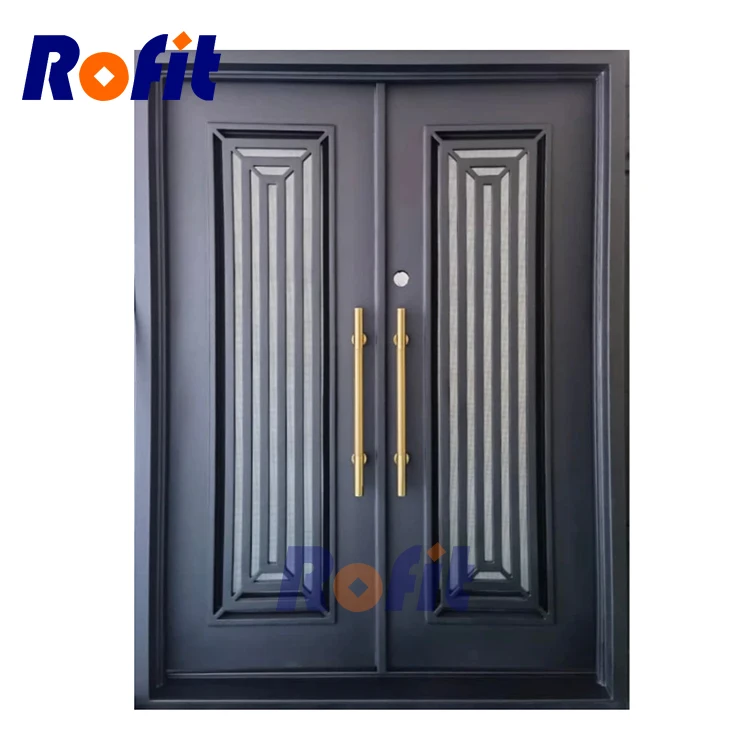 Professional manufacturing doors wrought iron seciroty gates Easy to install wrought iron entrance door awning