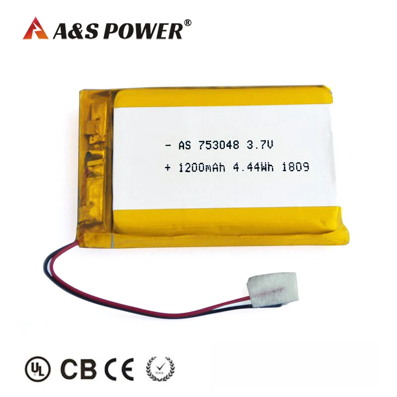 Wholesale High Capacity battery 3.7V 1200mAh 753048 Rechargeable Li-Polymer Battery with UL/Kc Certificate