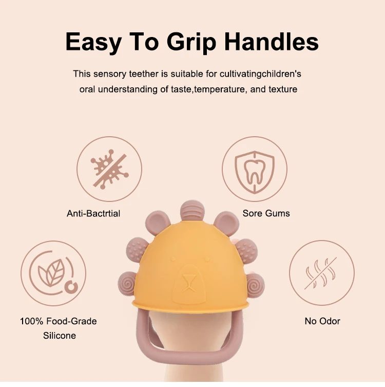 Wholesale Custom Soft Toddlers Newbon Baby Hand Teethering Chew Toy Elk Lion Baby Teether Glove Bpa Free Silicone Baby Teethers