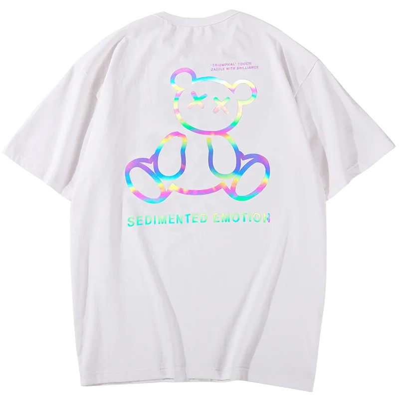 Shirt Custom Logo Printing Light Laser Reflective Unisex T shirt Graphic Logo Luxury Cotton Men Tee Shirt