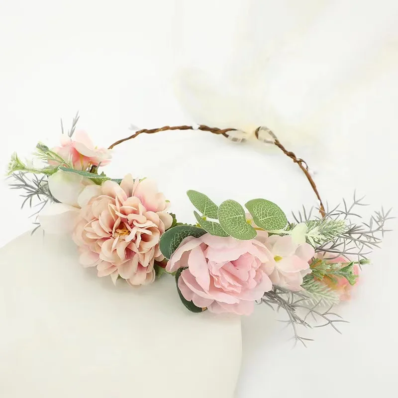 Haimeikang Colorful Flower Headband Fabric Princess Headdresses Girls Bride Headband Women Beach Wedding Hair Accessories