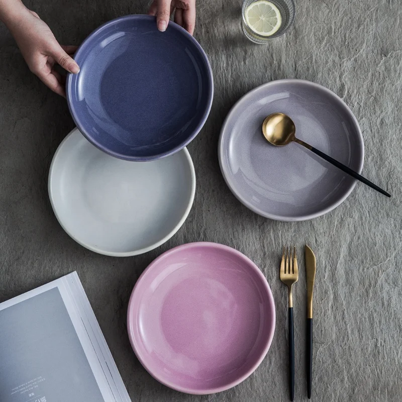 Hot Sale Modern Nordic Microwave Oven And Dishwasher Safe Scratch Resistant Assorted Colors Ceramic Dinner Plates Dishes