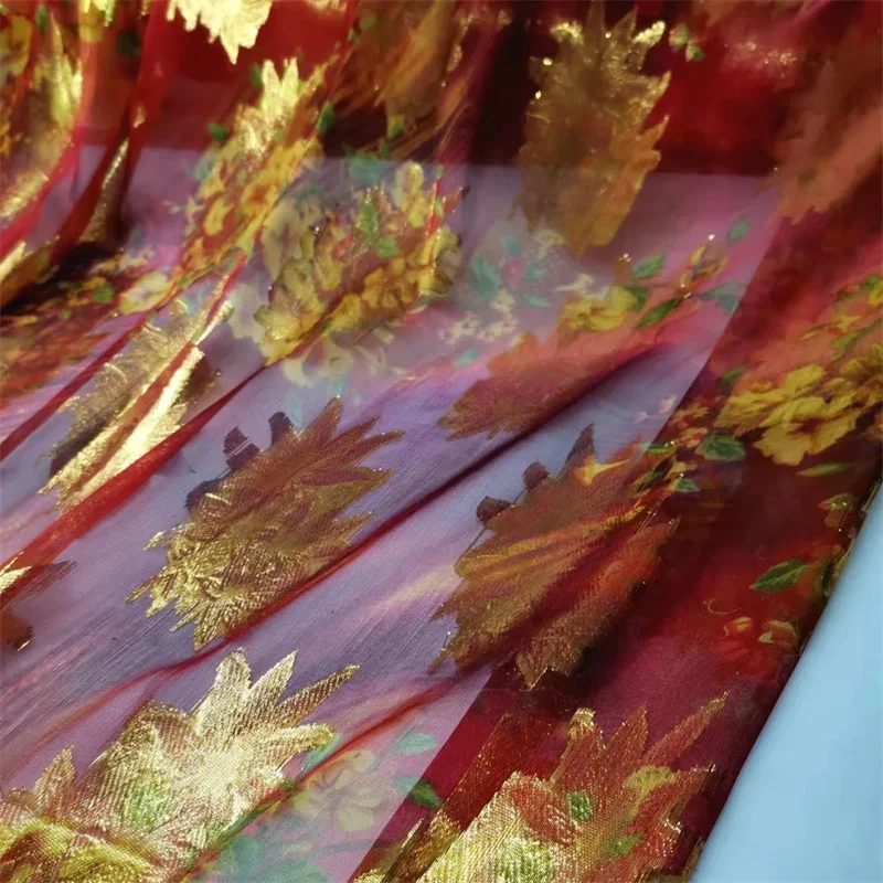 Women Sudanese Toub Bronzing Foil New Design Swiss Voile 100% Polyester Fabric Printed Colorful Sudanese Toub Lady