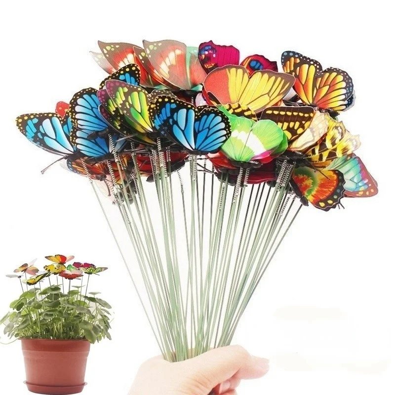 Bunch of Butterflies Garden Yard Planter Colorful Whimsical Butterfly Stakes Decoracion Outdoor Decor Flower Pots Decoration
