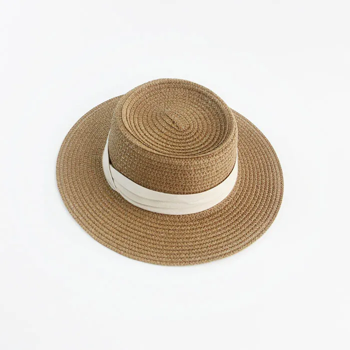 New Summer Fashion Design Straw Flat Hat Sun Shading Vacation Beach Woven