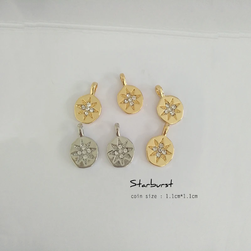 Delicate Crystal Starburst Coin Charm Choker Women Boho Dainty Layered Small CZ Stone Zircon Disc Pendant Necklace Fine Jewelry