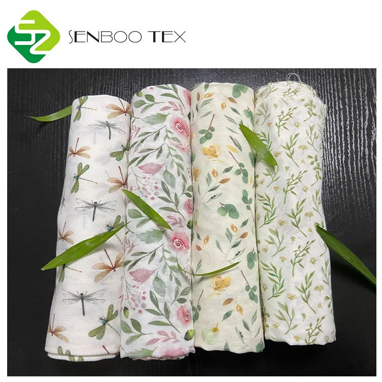 Wholesale muslin fabric retail organic bamboo cotton muslin fabric digital print certified by oeko-tex 100