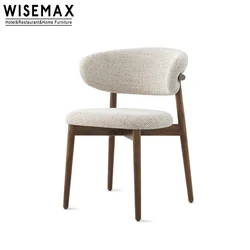 Мебель WISEMAX современная мебель для столовой изогнутая спинка деревянный стул орехового цвета обеденный из белой льняной ткани с