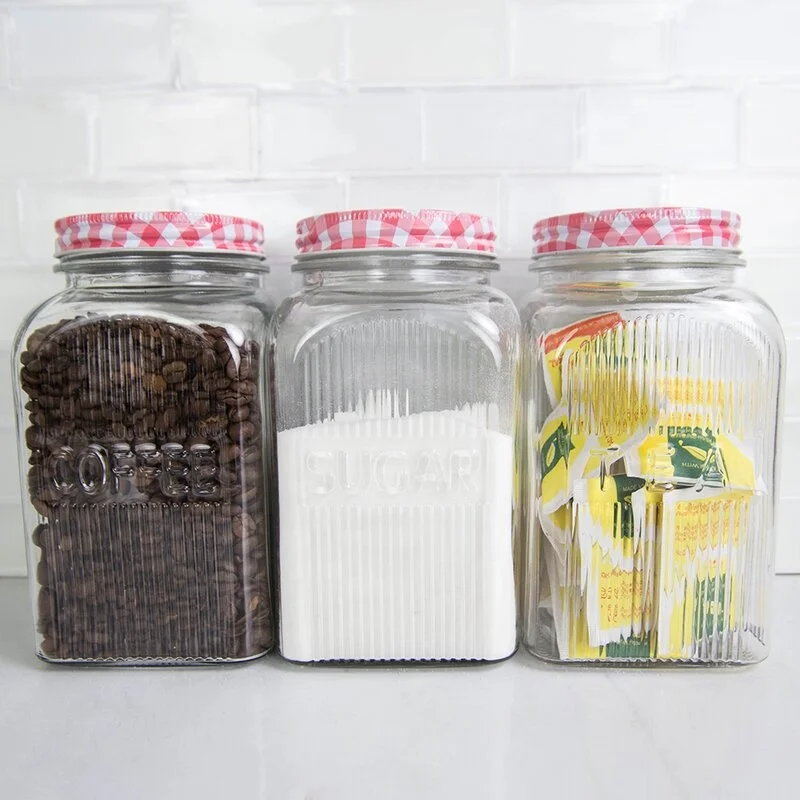 Hot sale Picnic clear Glass Storage Jar with metal lid