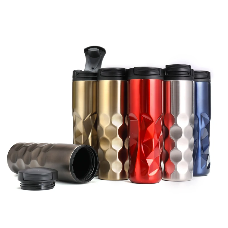 Modern travel coffee double wall plastic vacuum travel mug