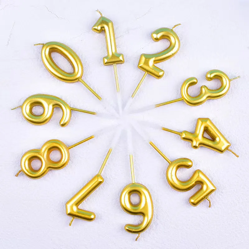 
Ins style Amazon Popular digital candy golden color birthday number Cake candles decoration festival party supplier 