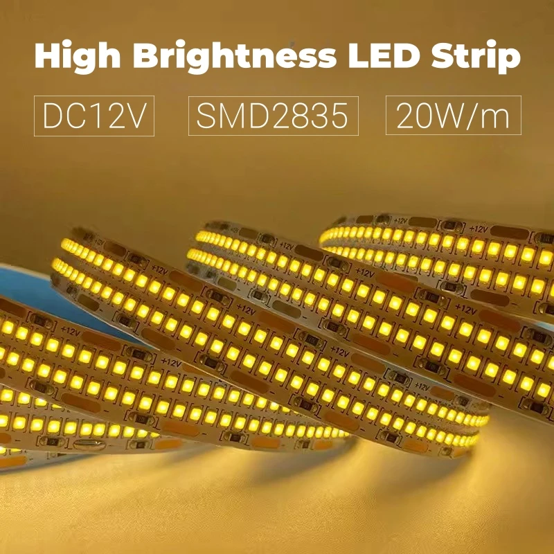 Double Row DC12V Led Strip Light 15mm Super Wide High Bright 480Leds SMD2835 Car Room Decoration Line Flexible Ribbon Tape Light
