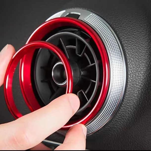 4 pcs Aluminum Air Conditioner AC Air Outlet Vent Front + Side Rings Trims Cover Decoration Compatible with A3/S3 Q2L