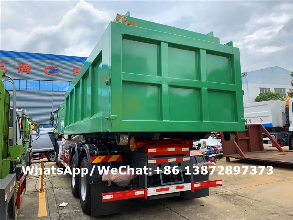 HOWO 8X4 Hook Lift Garbage Truck With Crane 12 wheels Hook Arm Truck mounted with Crane