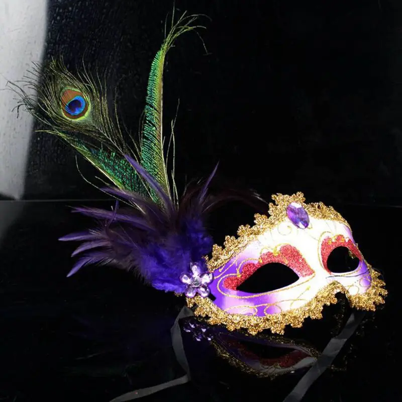 Woman Masquerade Masks Luxury Peacock Feathers Half Face Mask Party Cosplay Costume Halloween Venetian Mask
