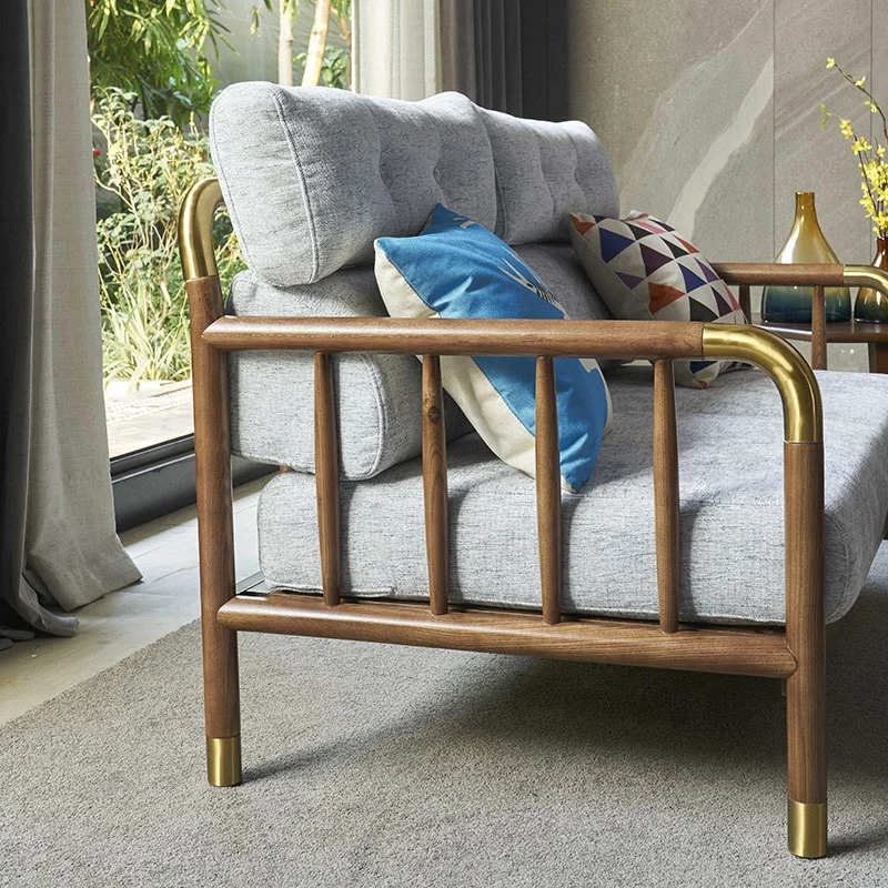 Modern Nordic Solid Wood Furniture Living Room Fabric Sofa Set