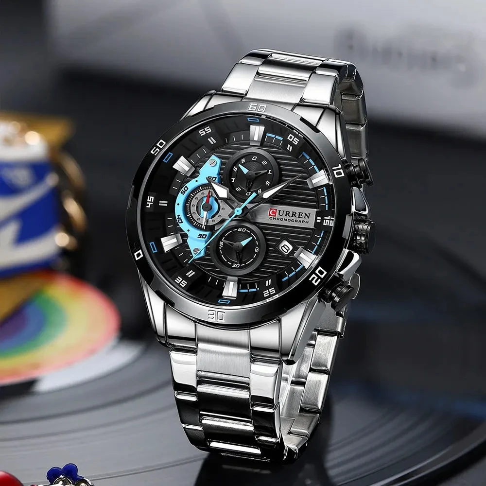CURREN 8402 Innovative Multifunction Creative Fashion Wristwatch Brands Chronograph Luminous Dial Clock Casual Watches for Men