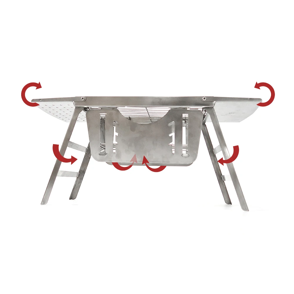 Wholesale Stainless Steel Portable Folding BBQ Charcoal Wood Burning Grill Outdoor Camping Barbeque Grill