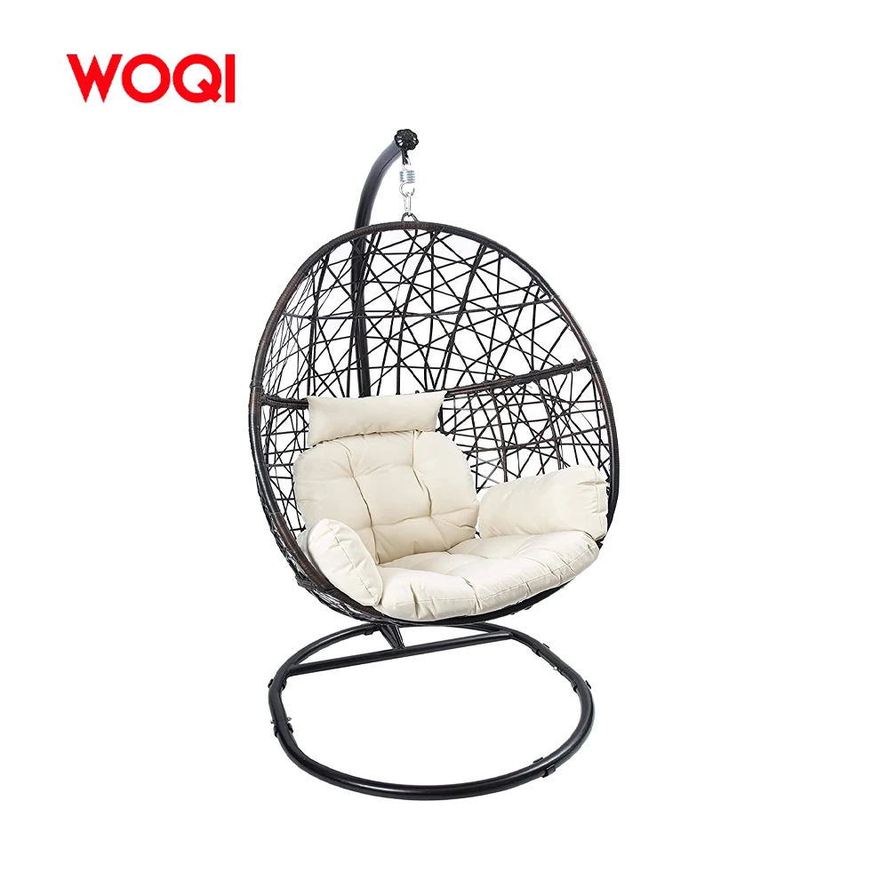 Woqi High Quality  Hanging Rattan Wicker  Garden Egg Swinging Chairs  bed Room  hammock chair with stand
