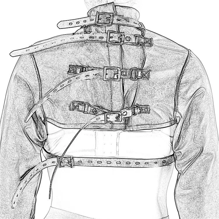 Leather Bondage Straitjacket with Wrist Restraints, Straight Jacket Costume Body Harness Restraint