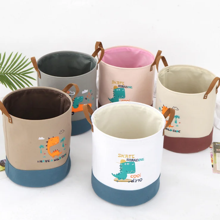 Wholesale High Quality Dinosaur Embroidery Toy Children Laundry Basket with Liner