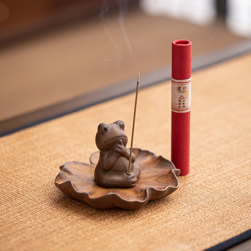 Lotus Pond Frog Fun Thread Incense Insert Indoor Home Zen Sleeping Sandalwood Incense Burner Tea Pet Decorative Incense Holder