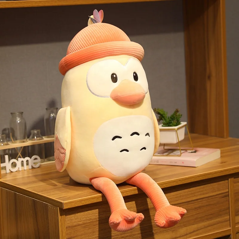 Soft colorful owl plush toy wholesale custom bird doll sleeping pillow children bed doll