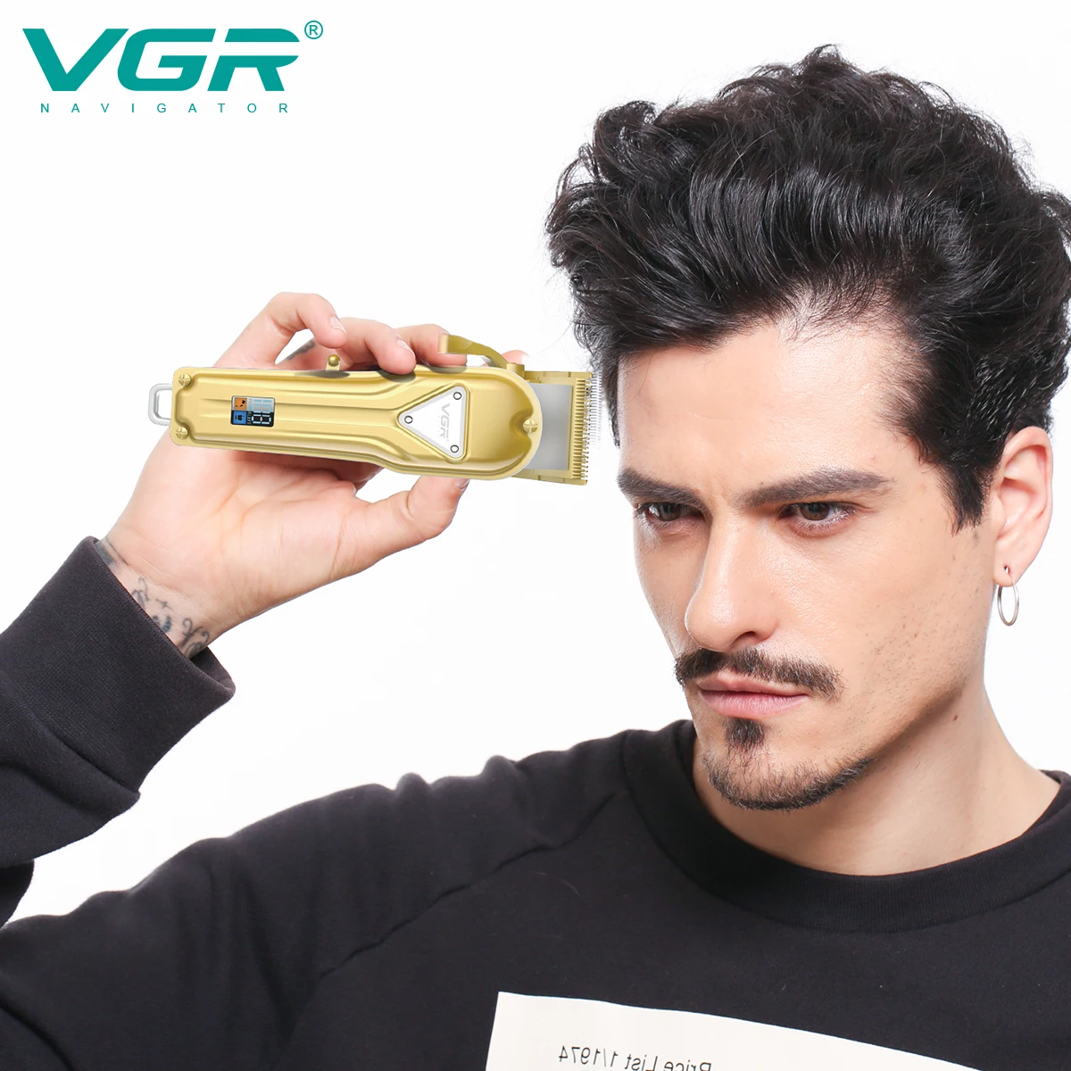 Профессиональный парикмахерский триммер VGR V140 полностью Металлическая машинка для стрижки волос электрические фитильные машинки с большим аккумулятором и светодиодным
