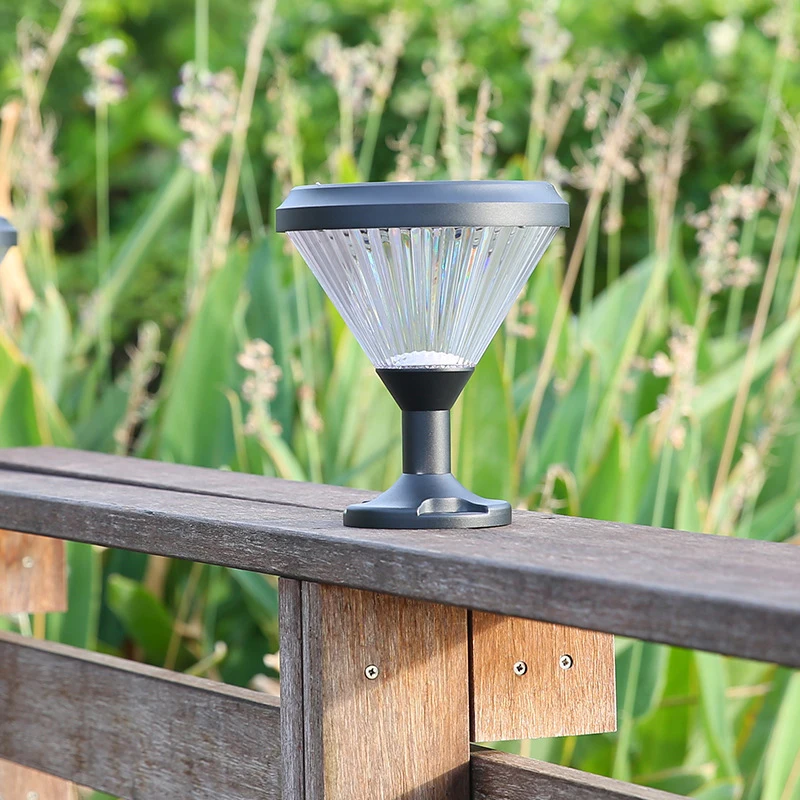 Solar Exterior Lantern Outdoor Post Light Lighting Black Pillar Lamp Fixtures With Patented Pc Cover Lens For Wood Fence Decor